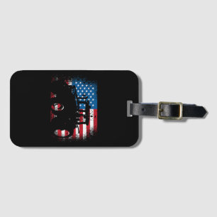 Étiquette À Bagage Tractor USA Drapeau design pour Patriotic Farmer