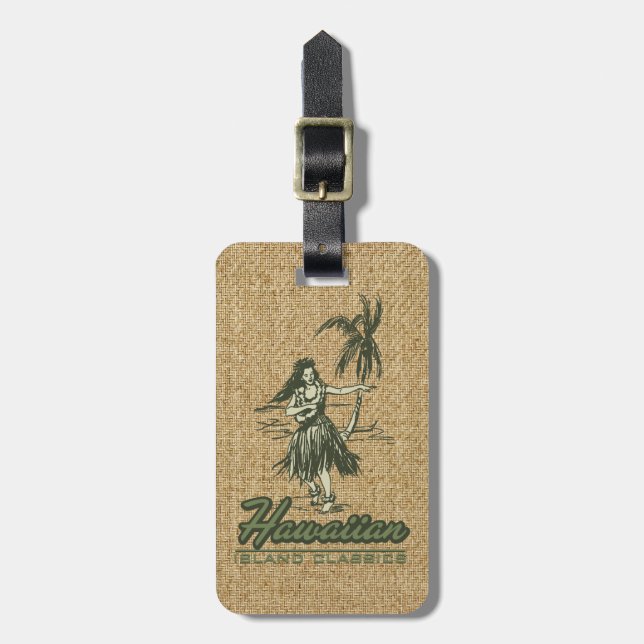 Étiquette À Bagage Tradewinds Hawaiian Island Hula Girl Bright (Devant Vertical)