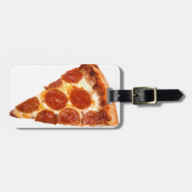 Étiquette À Bagage Tranche de pizza pepperoni classique de SlipperyJo (Devant horizontal)