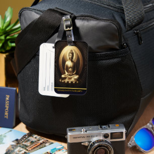 Étiquette À Bagage Tranquille Bouddha d'or en méditation