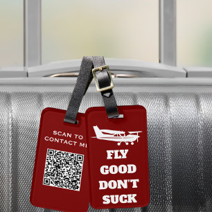Étiquette À Bagage Travel Funny Joke ‘Fly Good Don’t Suck’ & Airplane