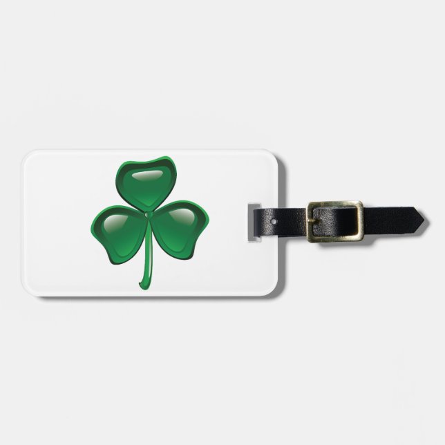 Étiquette À Bagage Trèfle à trois feuilles Shamrock vert (Devant horizontal)
