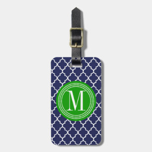 Étiquette À Bagage Trellis marocain de tuiles de marine personnalisé