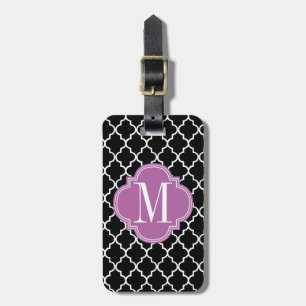 Étiquette À Bagage Trellis marocain noir chic personnalisé