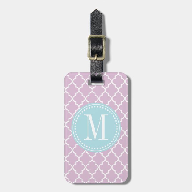Étiquette À Bagage Trellis marocain pourpre lilas de tuiles (Devant Vertical)