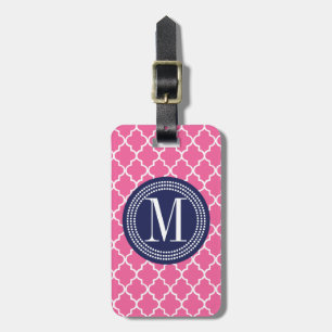 Étiquette À Bagage Trellis marocain rose Girly de tuiles personnalisé
