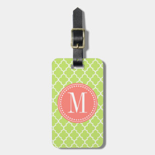 Étiquette À Bagage Trellis marocain vert de tuiles personnalisé