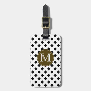 Étiquette À Bagage trellis noir et blanc personnalisé