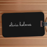 Étiquette À Bagage Trendy Monogram | Name de script noir moderne<br><div class="desc">A simple stylish custom monogram design in informal casual handwritten script typographiy in striking monochrome and white. The monogram can easily be personalized to make a design as unique as you are! The perfect trendy poison ou accessoire pour un instant.</div>