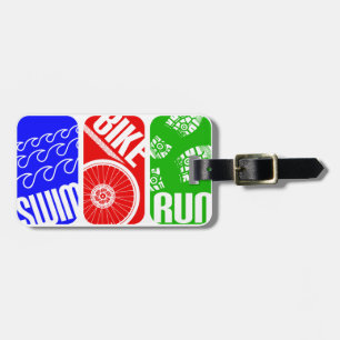 Étiquette À Bagage TRI blocs de couleur de triathlon