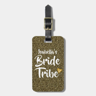 Étiquette À Bagage Tribu de la mariée Date cœur doré personnalisé Pai
