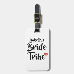 Étiquette À Bagage Tribu de la mariée Date rouge Cœur Personnalisé