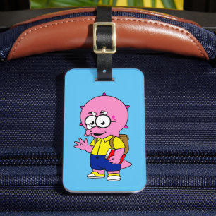 Étiquette À Bagage Tricératops Nerd Avec Sac À Dos Et Manuel.