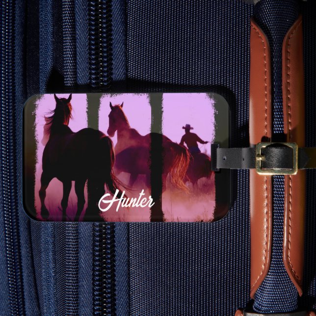 Étiquette À Bagage Triptyque Personnalisé de Rassemblement de Chevaux (Insitu Rectoal 4)