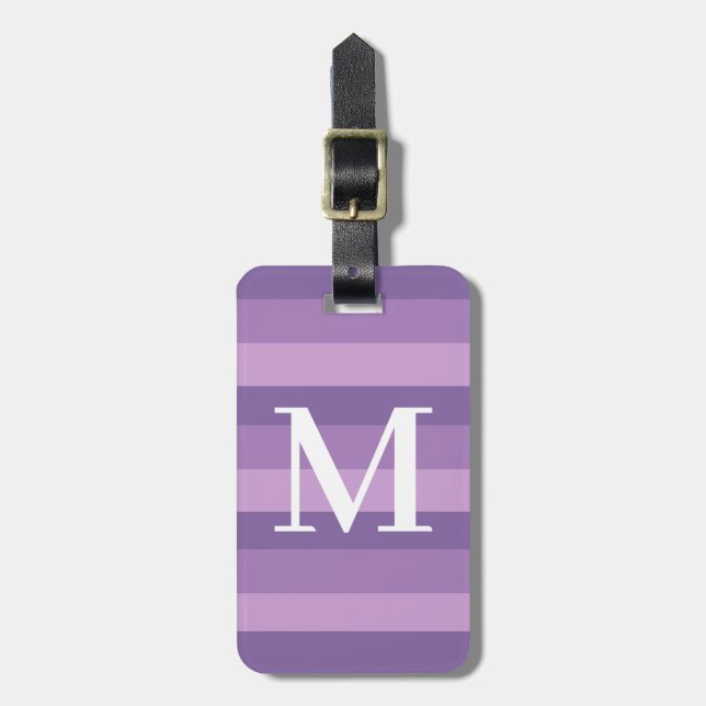 Étiquette À Bagage Tritone violet monogramme triée (Devant Vertical)