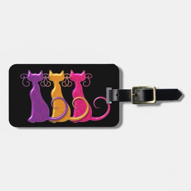 Étiquette À Bagage Trois étiquettes de bagage de chats (Devant horizontal)