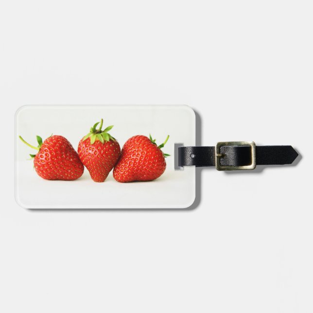 Étiquette À Bagage Trois Fraises Sur Cd Blanc ltcna (Devant horizontal)