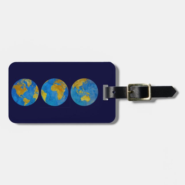 Étiquette À Bagage Trois globes (Devant horizontal)