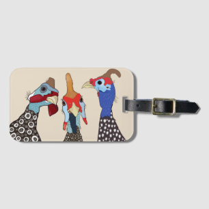 Étiquette À Bagage Trois mignons Oiseaux à tête molle de Guinée