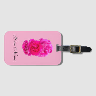 Étiquette À Bagage Trois roses roses