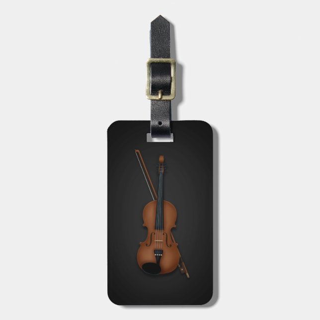 Étiquette À Bagage Trompe L'oeil Violon & Bow Coque aux instruments p (Devant Vertical)