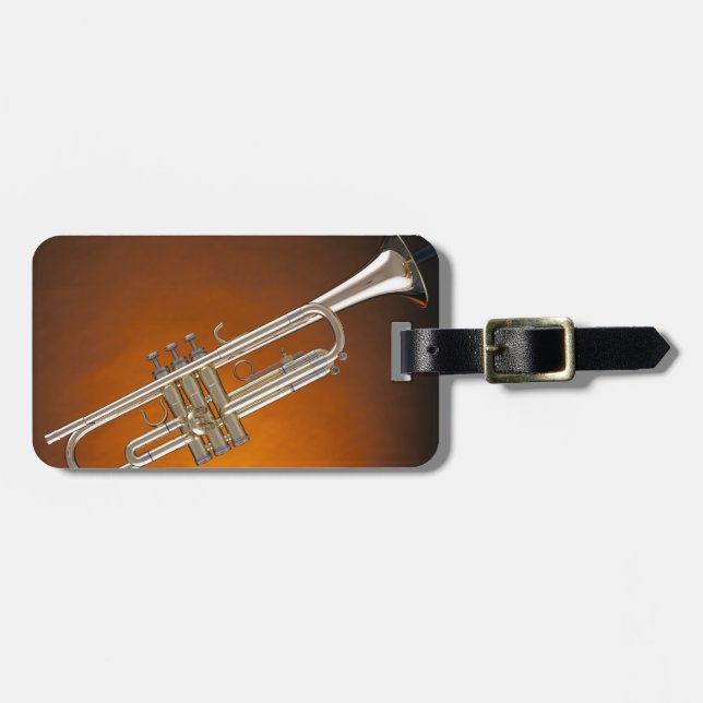 Étiquette À Bagage Trompette sur l'or (Devant horizontal)
