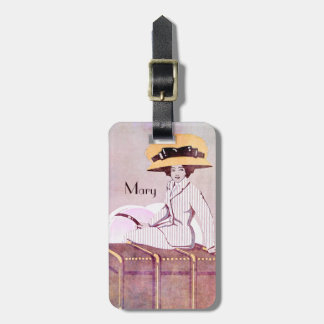 Étiquette À Bagage Troncs de Vintage voyage de femme de Nouveau d'art
