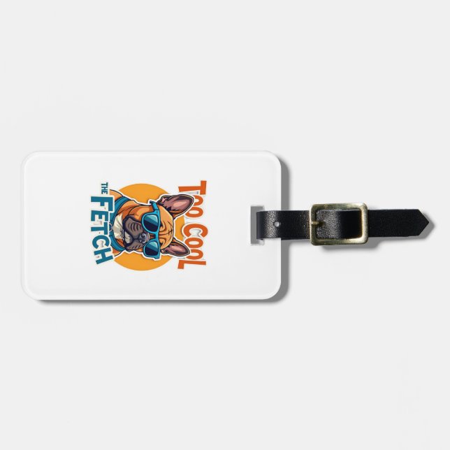 Étiquette À Bagage Trop Cool pour Fetch Bouledogue Français Lunettes  (Devant horizontal)