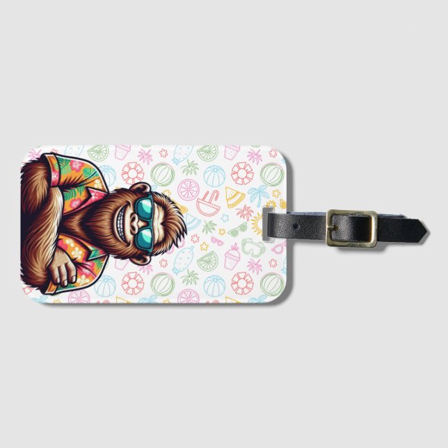 Étiquette À Bagage Tropical/beach yeti/bigfoot (Devant Horizontal)