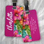 Étiquette À Bagage Tropical Floral Hibiscus Monogram<br><div class="desc">Travel in style with this modern design</div>