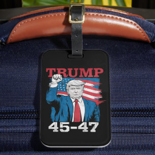 Étiquette À Bagage Trump 45 47 Vintage Rétro Drapeau Américain USA