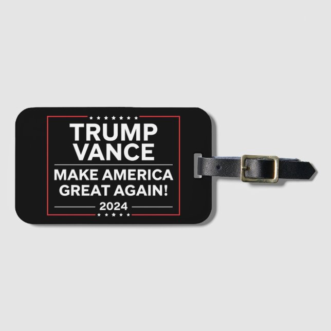 Étiquette À Bagage Trump Vance 2024 Président JD Vance Vice MAGA (Devant Horizontal)