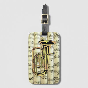 Étiquette À Bagage Tuba On Rolled Sheet Music ~