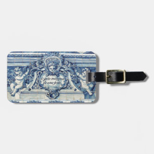 Étiquette À Bagage Tuiles murales portugaises bleues et blanches avec