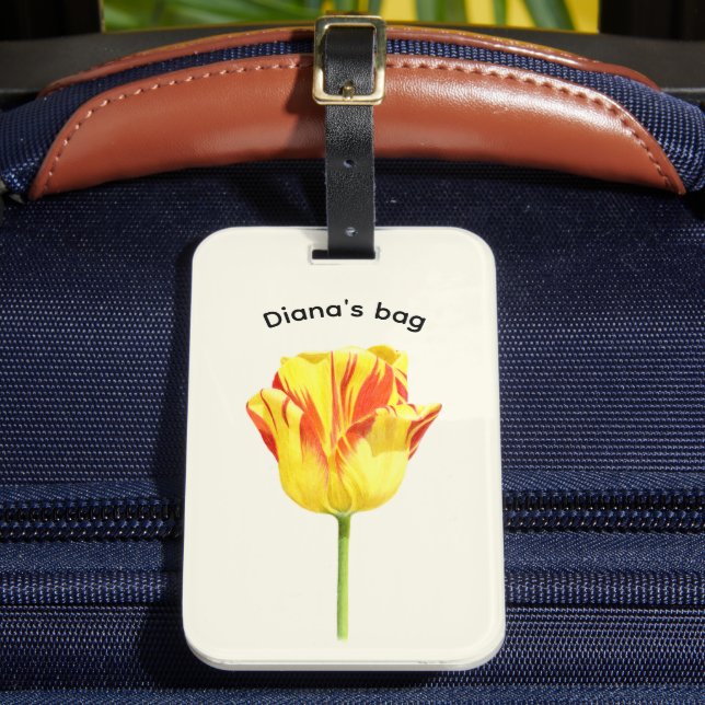 Étiquette À Bagage Tulipe rouge et jaune personnalisée  (Insitu Rectoal 2)
