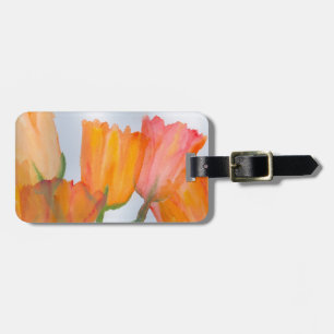Étiquette À Bagage Tulipes d'agrumes orange
