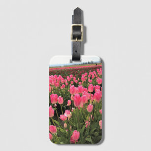 Étiquette À Bagage Tulipes roses et rouges dans un champ, Oregon