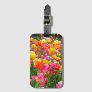 Étiquette À Bagage Tulipes roses jaunes de rouge orange