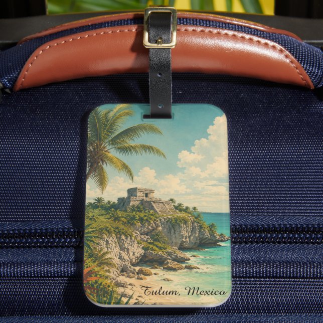 Étiquette À Bagage Tulum Mexique Vintage (Insitu Rectoal 2)