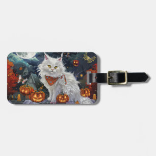 Étiquette À Bagage Turc Angora Chat Halloween Éffrayant