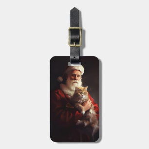 Étiquette À Bagage Turc Angora Chat Santa Claus Festif Noël