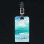 Étiquette À Bagage Turquoise Aquarelle Océan Nom personnalisé<br><div class="desc">Couleur d'eau turquoise abstrait océan étiquette de nom personnalisé</div>