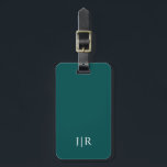 Étiquette À Bagage Turquoise foncé et blanc I Monogramme moderne<br><div class="desc">Ce design moderne avec étiquette à bagages comporte un riche arrière - plan Turquoise foncé,  avec vos initiales en gras texte blanc pour un look simple et élégant,  mais professionnel.</div>