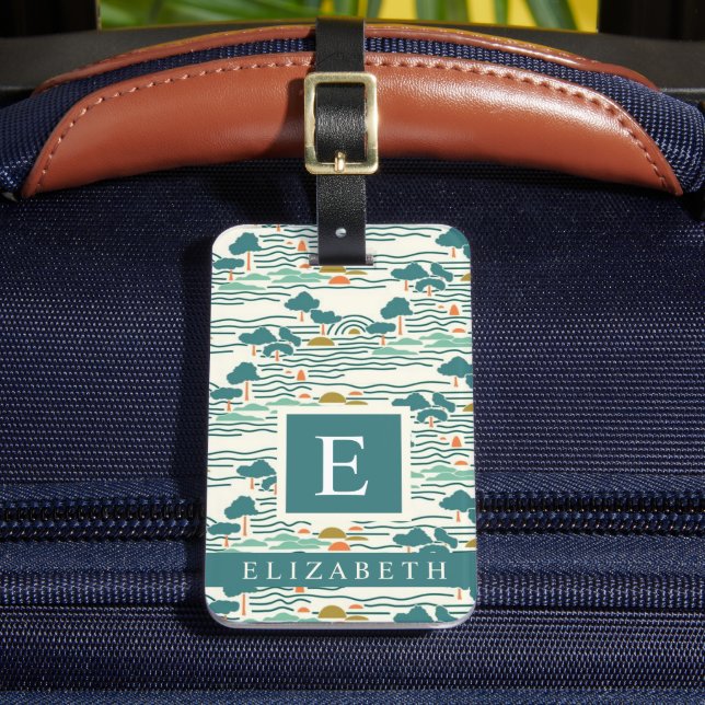 Étiquette À Bagage Turquoise vert pâle Motif Abstrait (Insitu Rectoal 2)