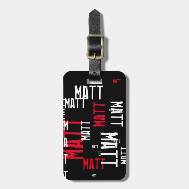 Étiquette À Bagage typographie de nom personnalisée (Devant Vertical)