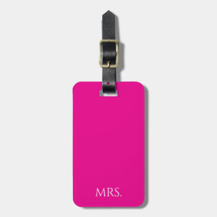 Étiquette À Bagage Typographie minimale rose « Mme »