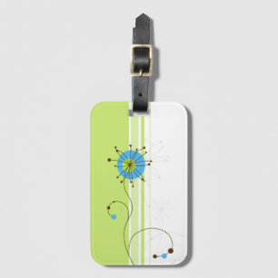 Étiquette À Bagage Typographie moderne simple à fleurs verte