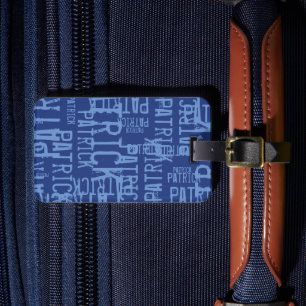 Étiquette À Bagage Typographie personnalisée BLUE Nom Motif