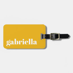 Étiquette À Bagage Typographie Personnalisée Jaune Mignonne Gras Nom