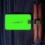 Étiquette À Bagage Typographie verte néon, Personnaliser<br><div class="desc">Voici notre étiquette de bagage personnalisée Neon Green élégant, où la couleur vibrante rencontre le style personnalisé dans un accessoire de voyage attrayant. Conçu avec un arrière - plan vert néon frappant, cette étiquette de bagage ajoute une touche d'audace à votre ensemble de voyage tout en assurant que vos bagages...</div>
